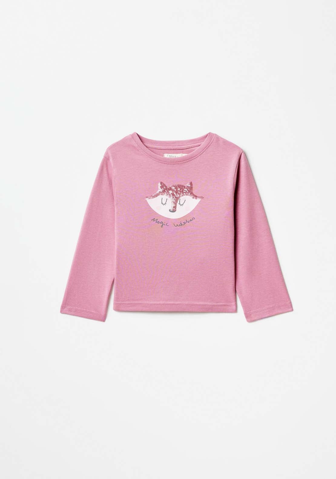 Sfera Long Sleeve Fox Tshirt - Pink 1 Shaws Department Stores
