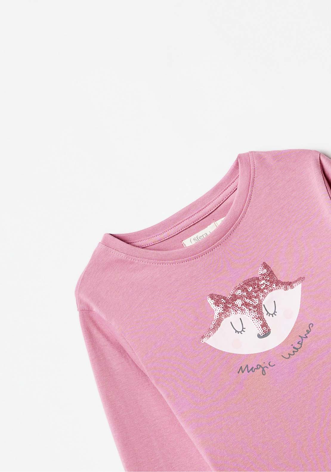 Sfera Long Sleeve Fox Tshirt - Pink 2 Shaws Department Stores
