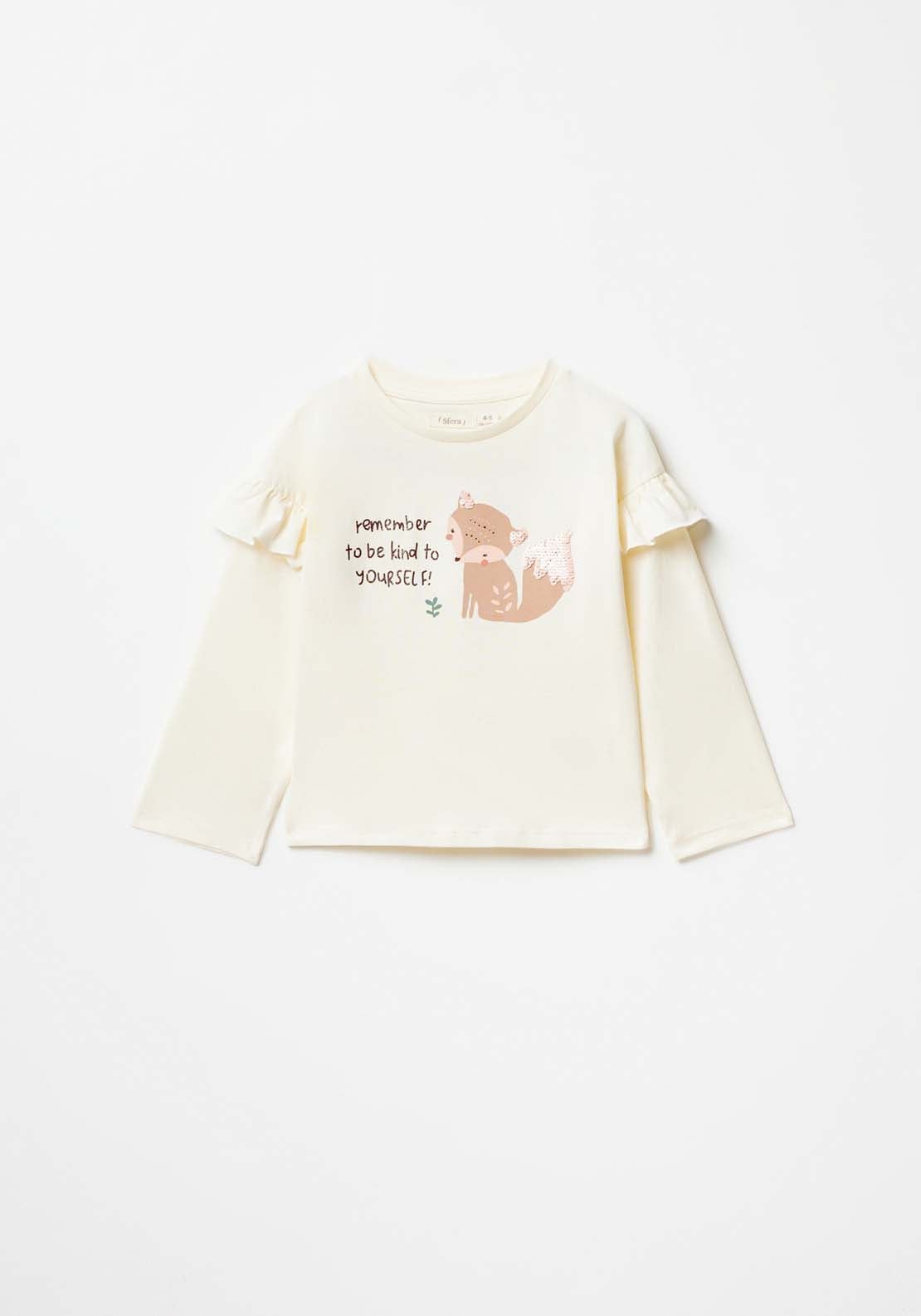 Long Sleeve Fox Tshirt White Shaws Department Stores