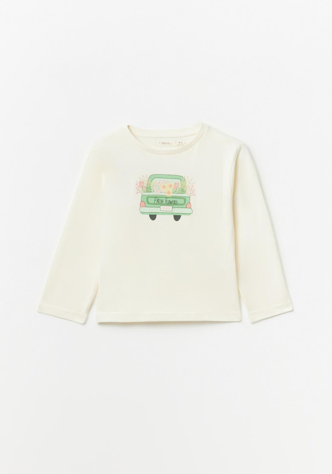 Sfera Long Sleeve Car Print T-Shirt - Ecru 6 Shaws Department Stores