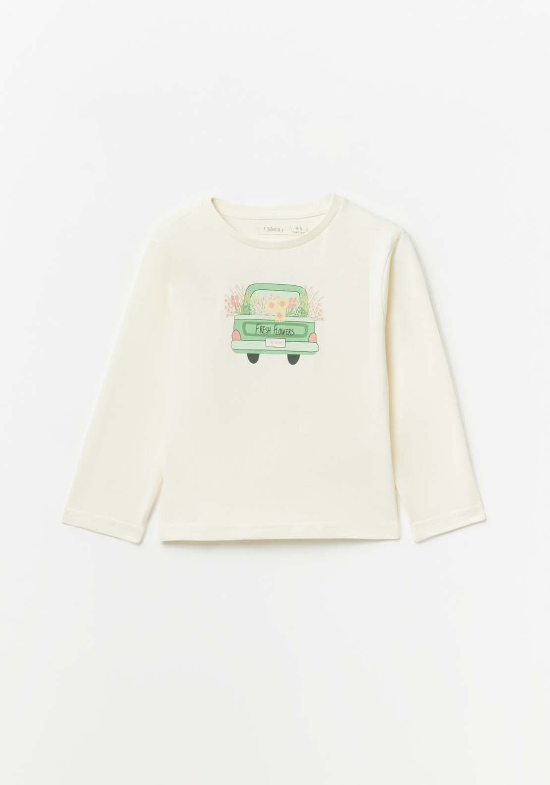 Sfera Girls Long-sleeved T-shirt - Ecru 1 Shaws Department Stores