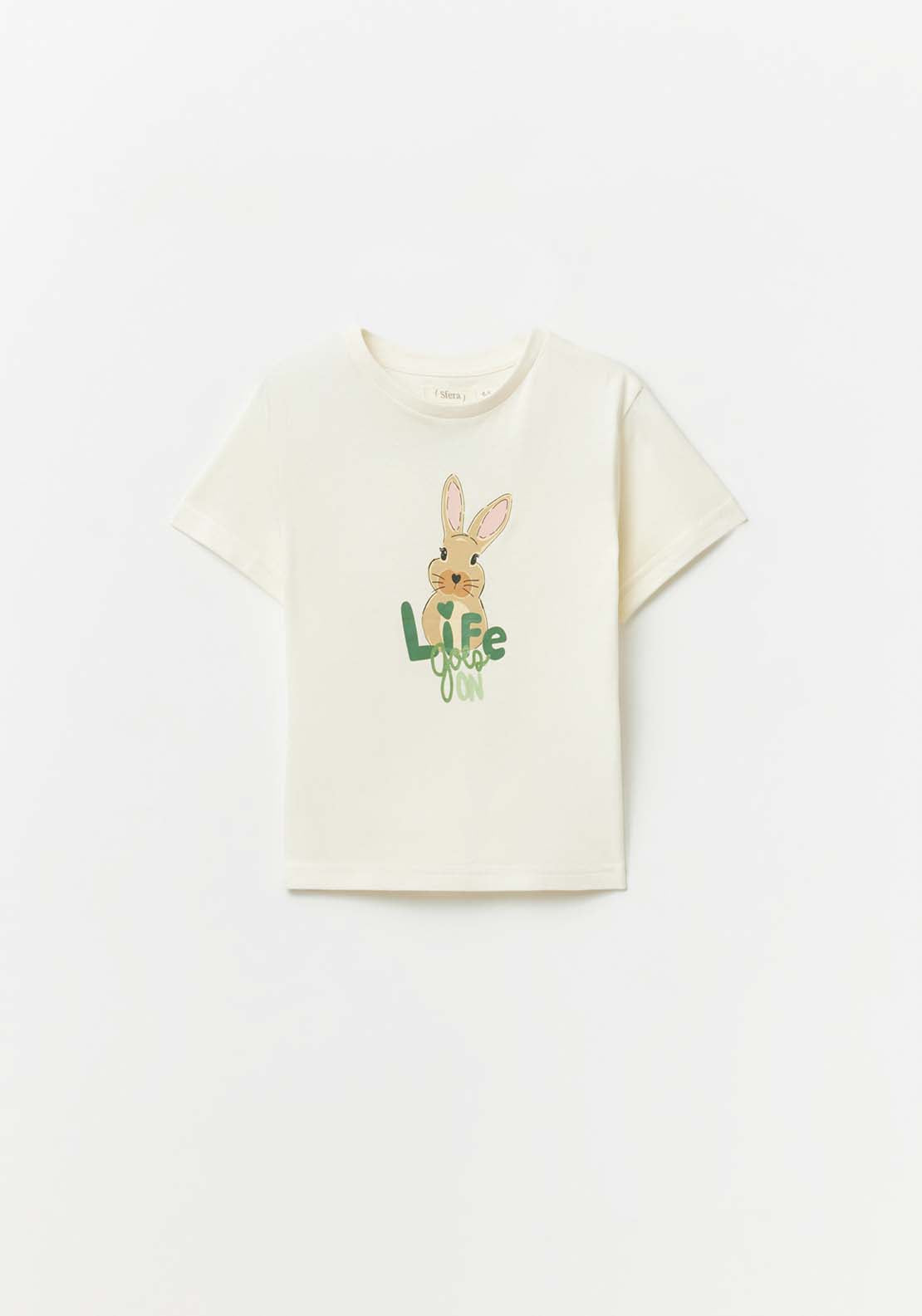 Sfera Placement print T-shirt - Ecru 1 Shaws Department Stores