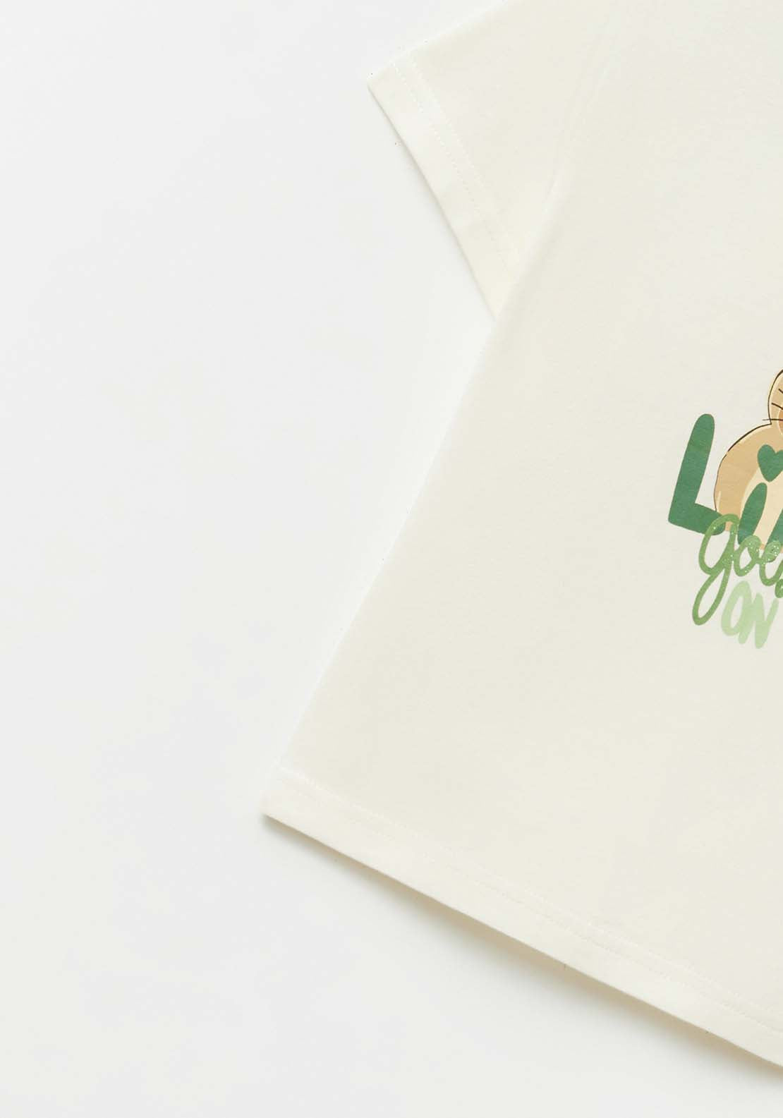 Sfera Placement print T-shirt - Ecru 3 Shaws Department Stores