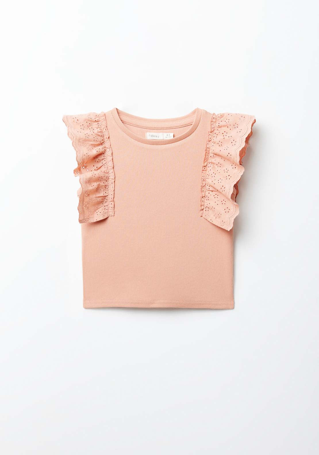 Sfera Ruffles ribbed top - Salmon 5 Shaws Department Stores