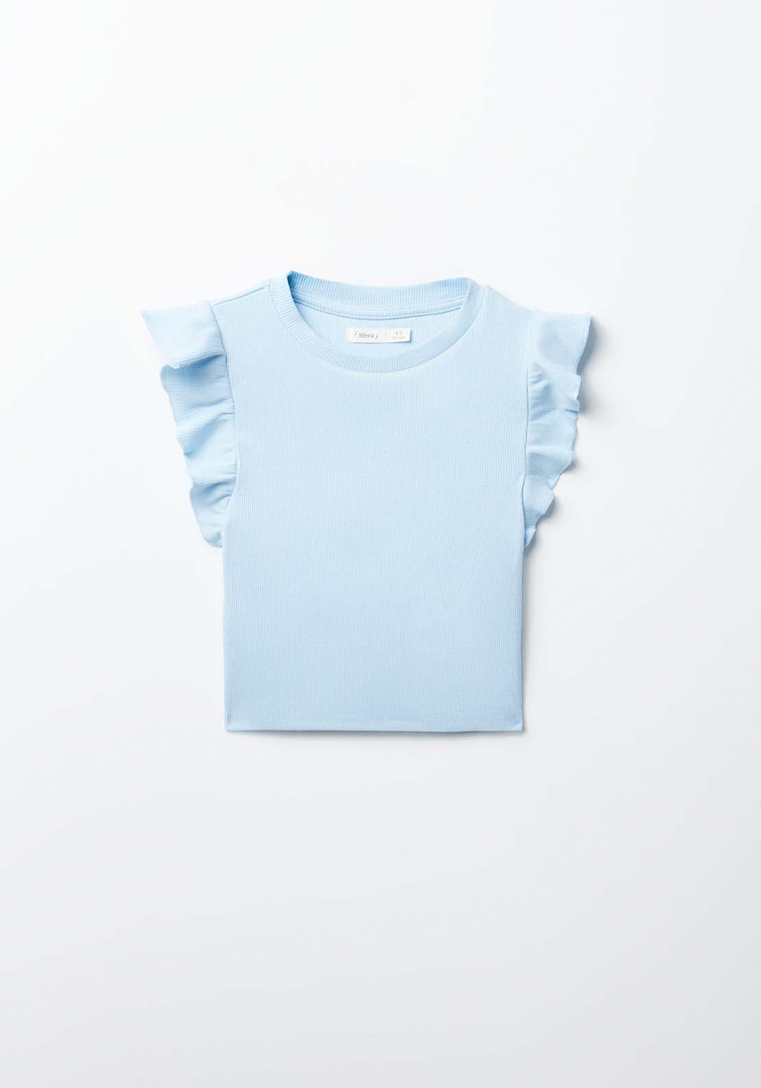 Sfera Ruffled sleeves top - Blue 1 Shaws Department Stores