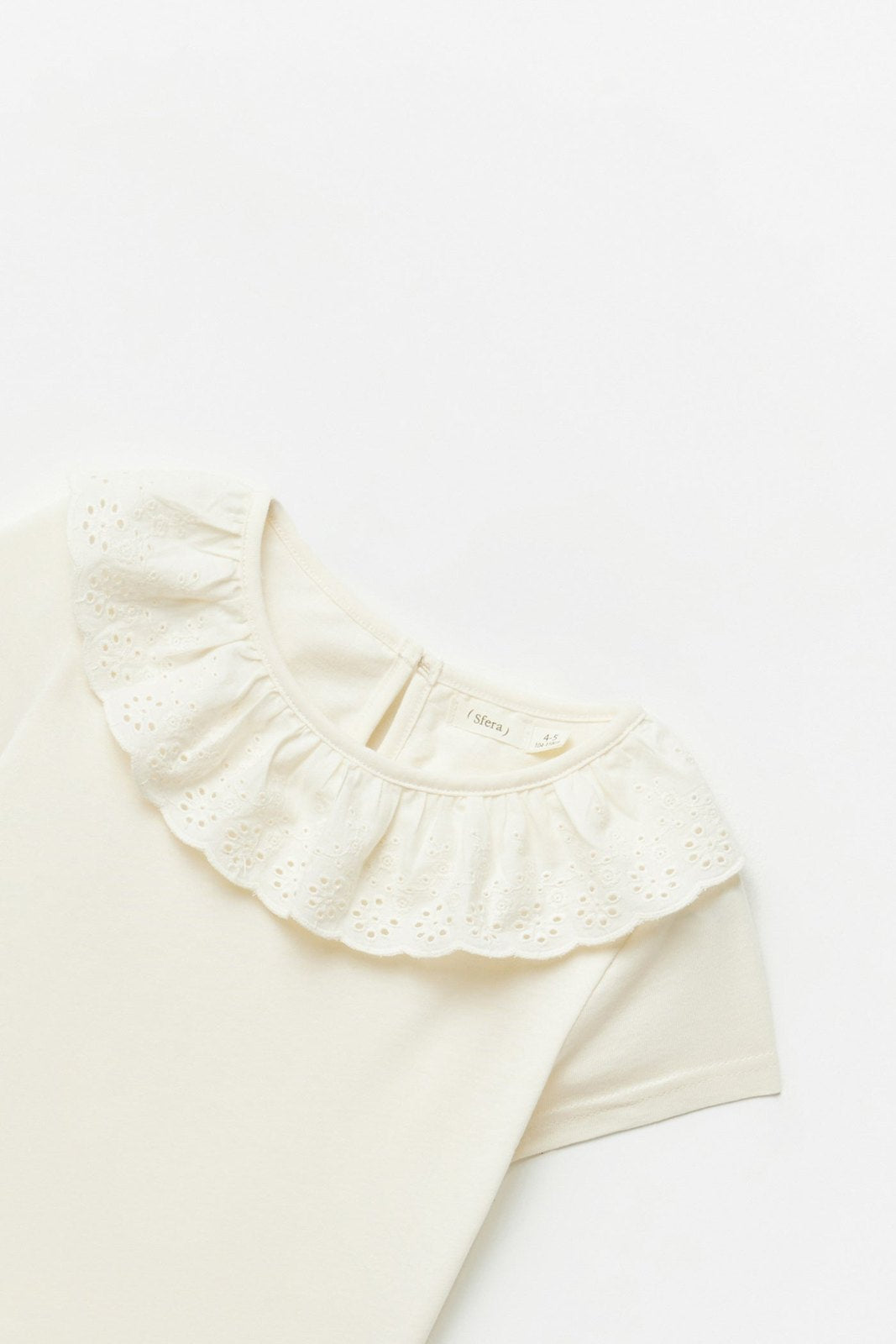 Sfera Eyelet collar T-shirt - Cream 5 Shaws Department Stores