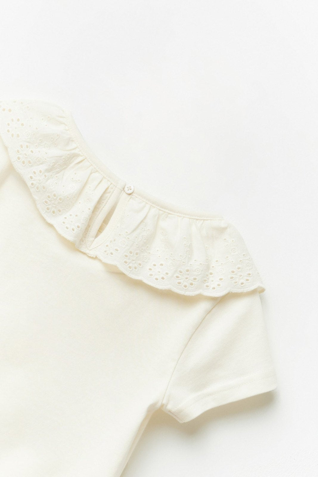 Sfera Eyelet collar T-shirt - Cream 7 Shaws Department Stores