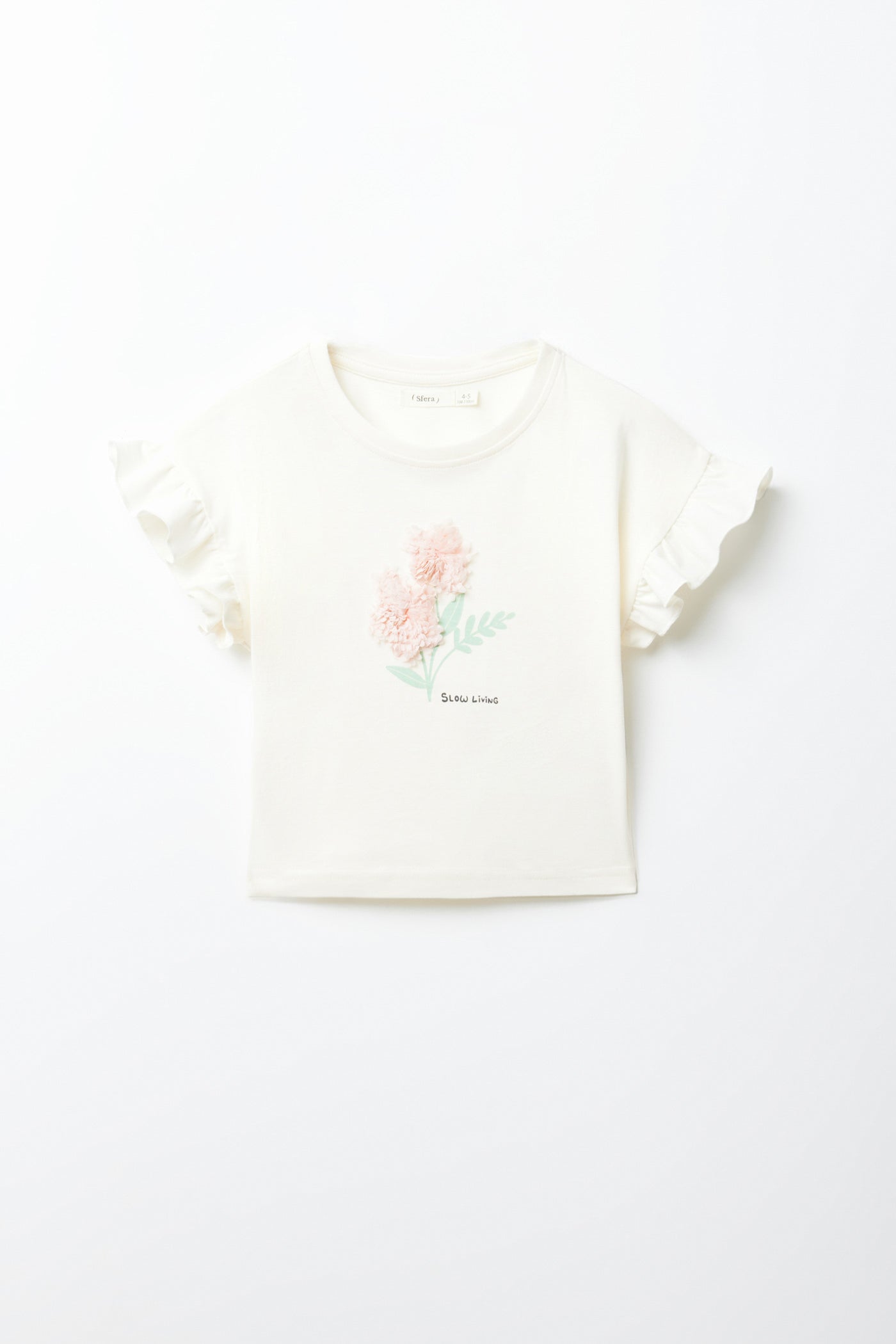 Sfera Tulle flower T-shirt - Cream 2 Shaws Department Stores
