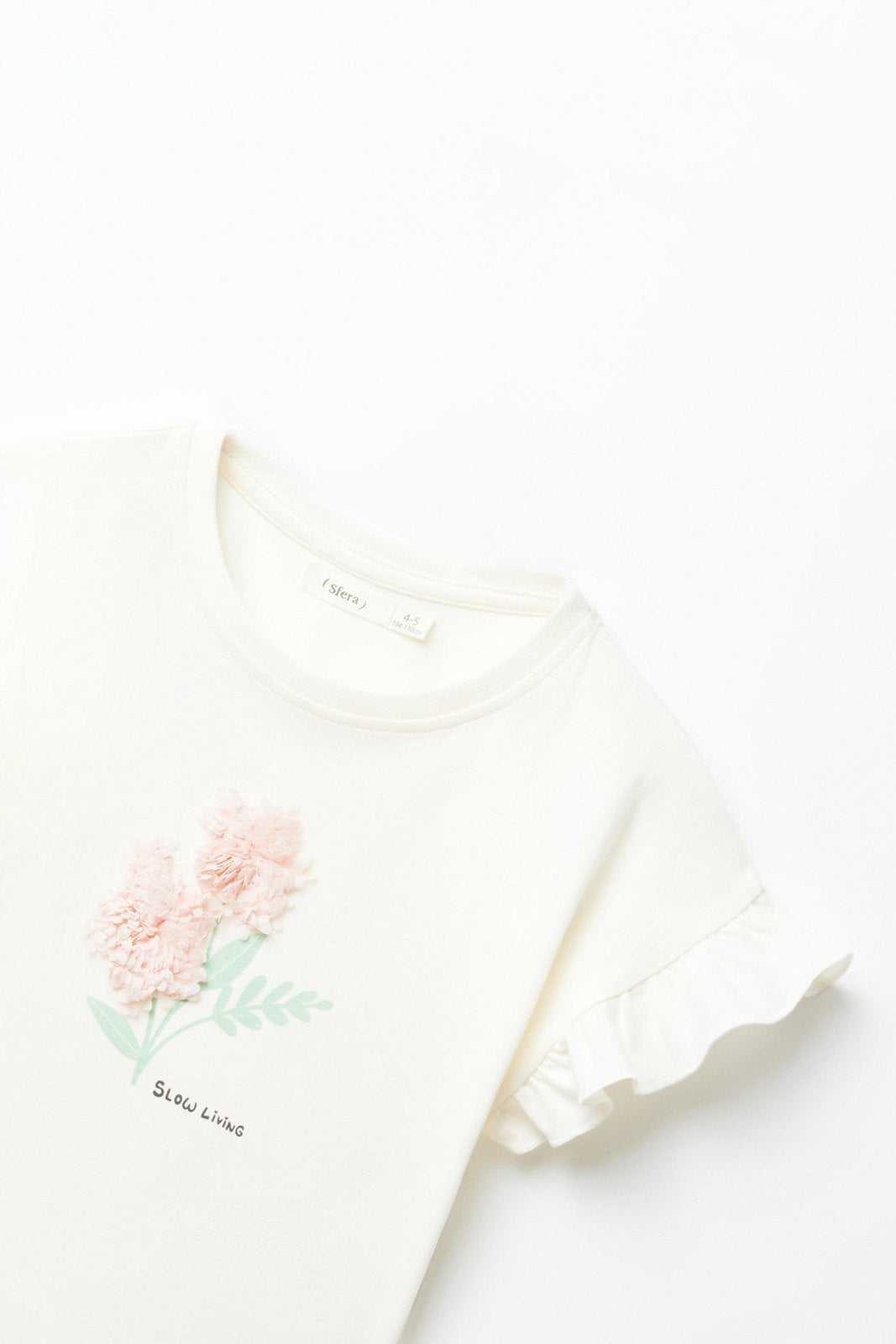 Sfera Tulle flower T-shirt - Cream 4 Shaws Department Stores