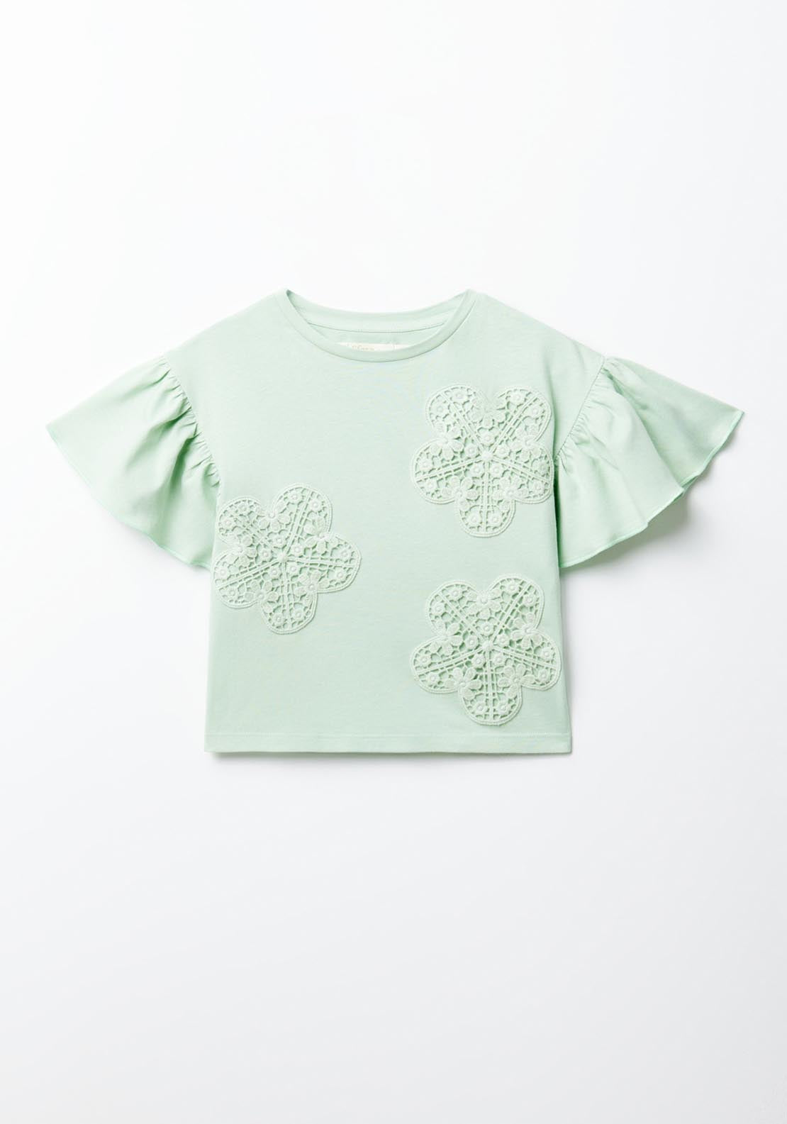 Sfera Floral Patches T-Shirt - Green 1 Shaws Department Stores