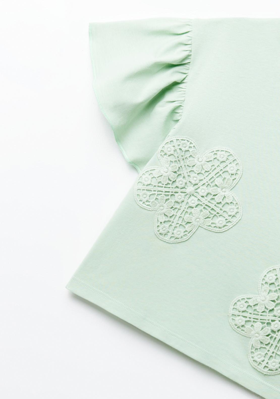 Sfera Floral Patches T-Shirt - Green 2 Shaws Department Stores