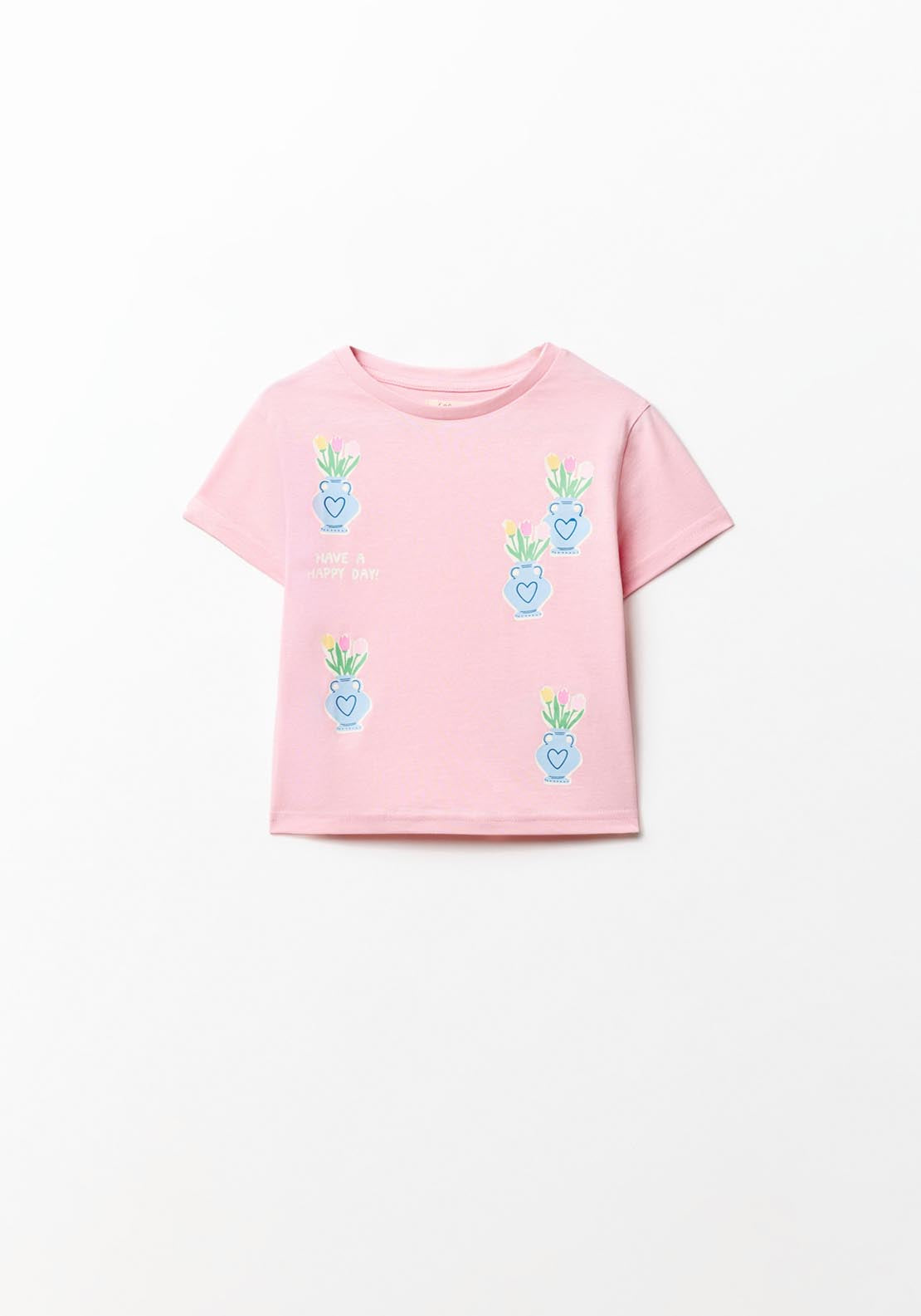 Sfera Basic Flower Print T-Shirt - Pink 1 Shaws Department Stores
