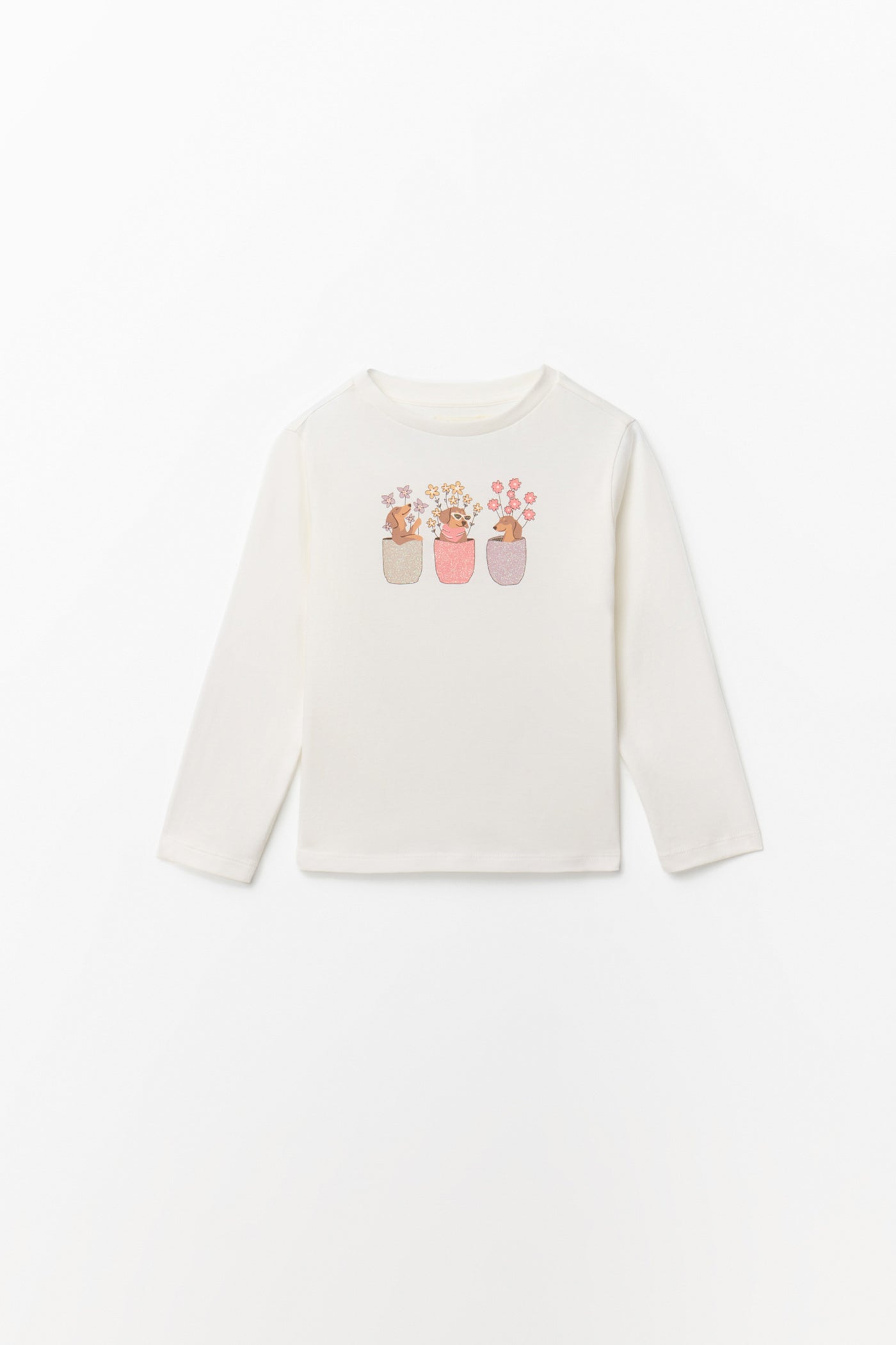 Printed Long Sleeved T-Shirt - Cream