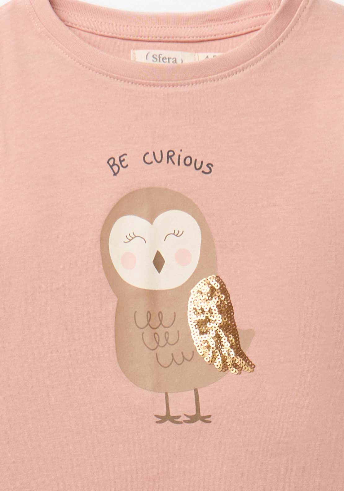 Long Sleeved Owl T-Shirt - Pink
