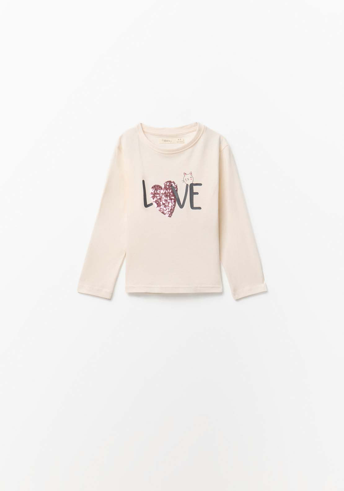 Long Sleeved Love T-Shirt - Cream