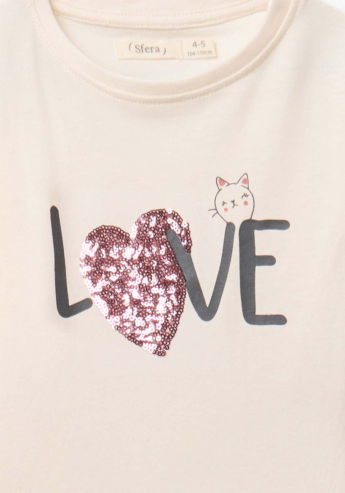 Long Sleeved Love T-Shirt - Cream