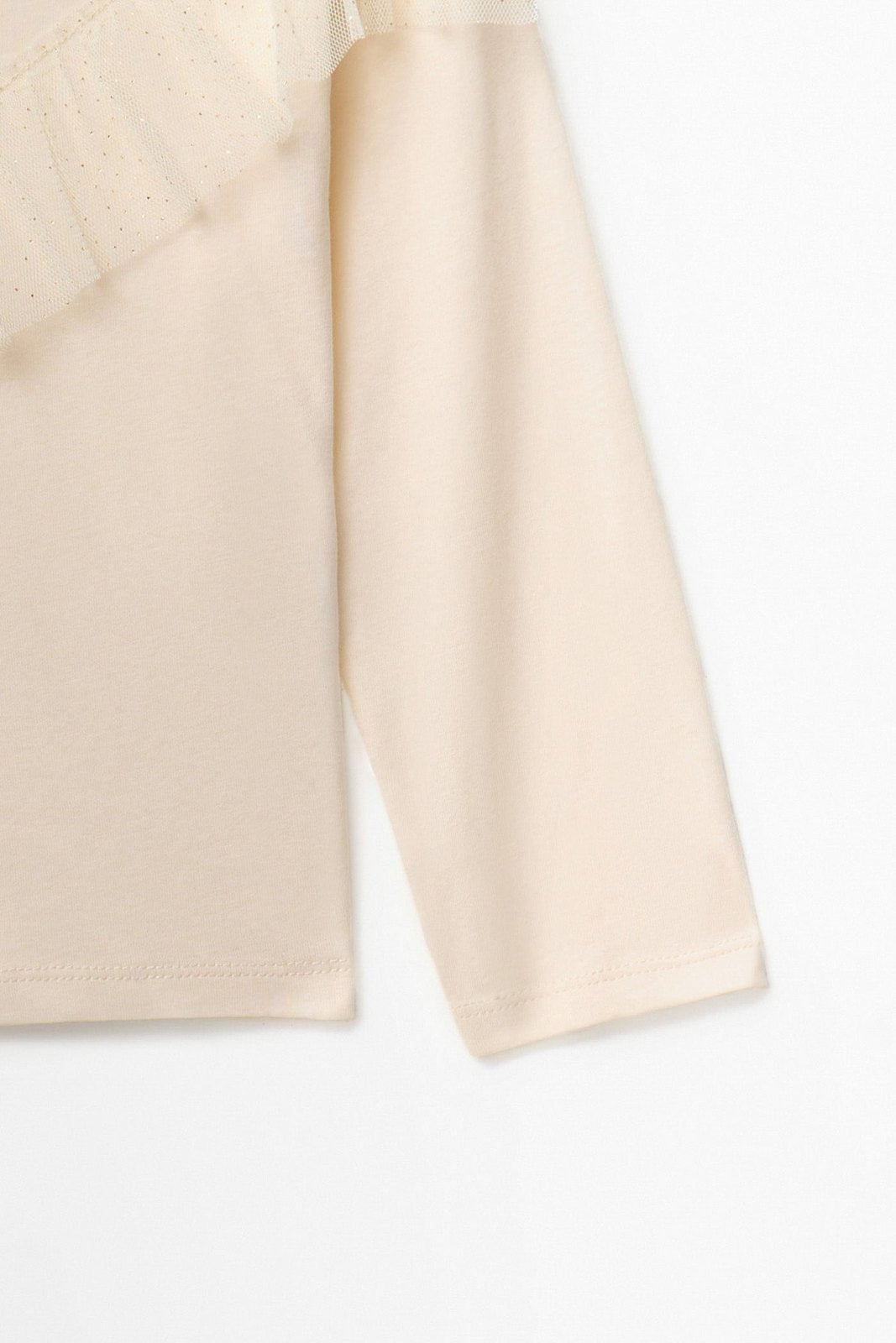Sfera Long-Sleeved T-Shirt With Tulle Detail - Cream 3 Shaws Department Stores