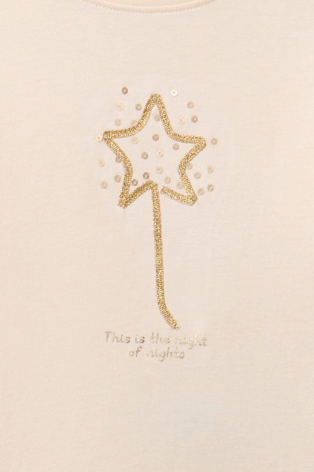 Sfera Long-Sleeved T-Shirt With Star Wand Detail - Cream 2 Shaws Department Stores