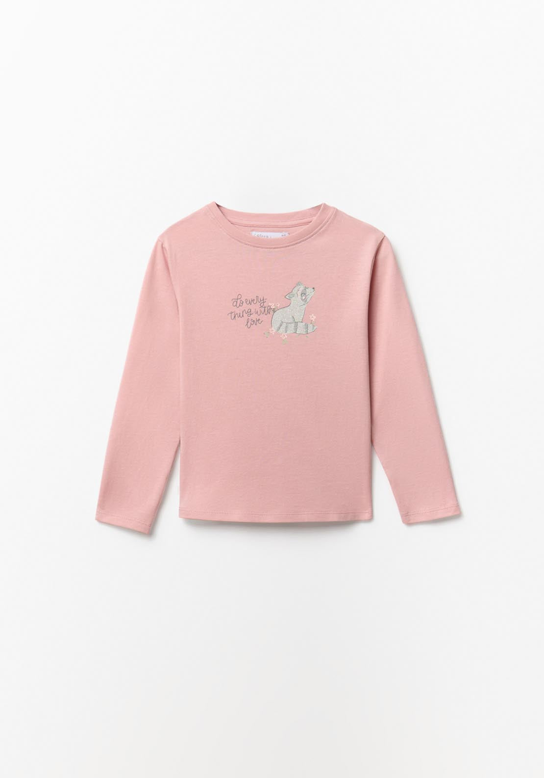 Raccoon Long Sleeve T-shirt - Pink