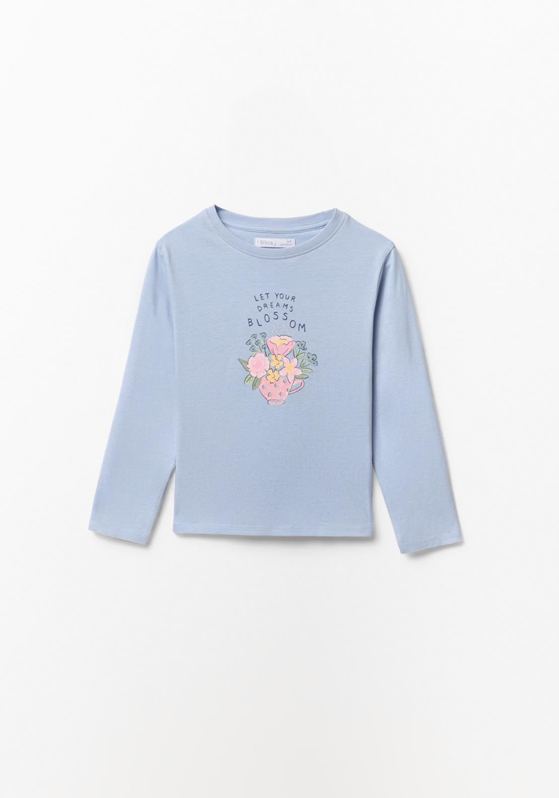 Floral Bouquet Long-sleeve T-shirt - Blue