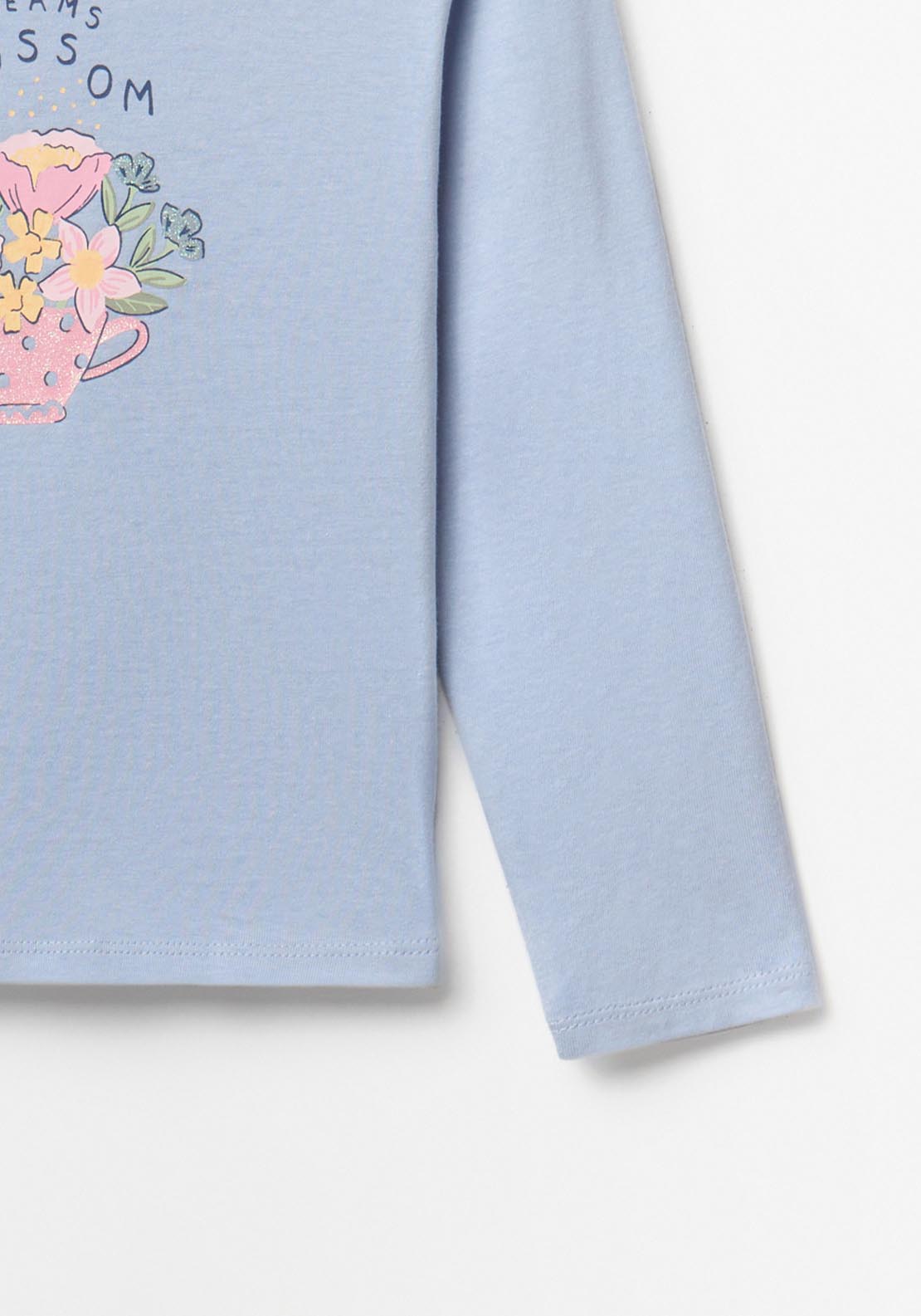 Floral Bouquet Long-sleeve T-shirt - Blue