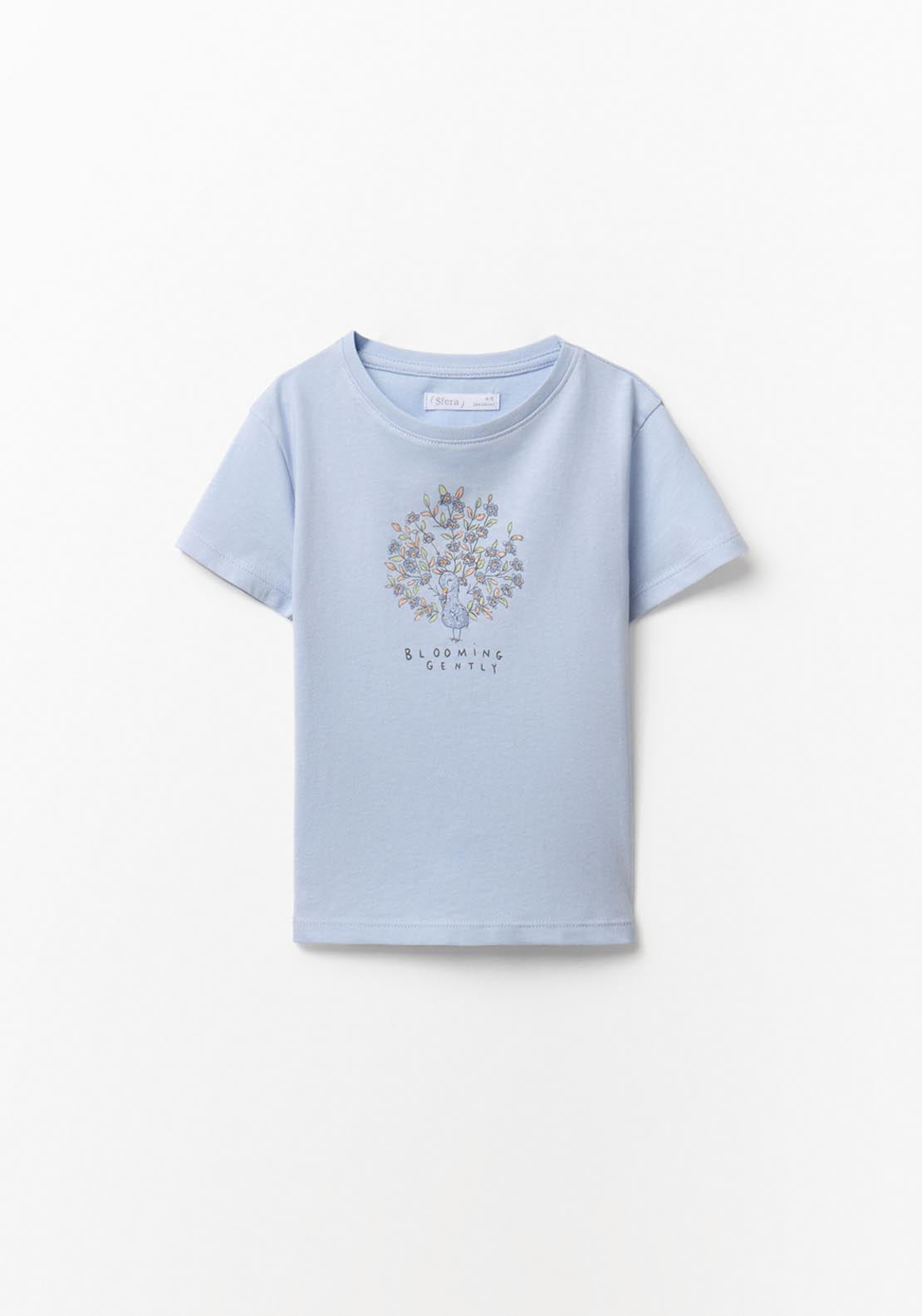 Peacock Round Neck T-shirt - Blue