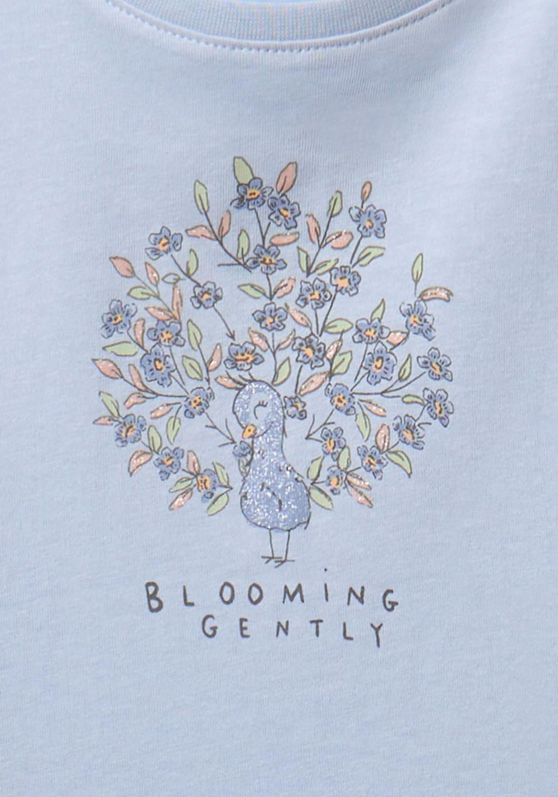 Peacock Round Neck T-shirt - Blue