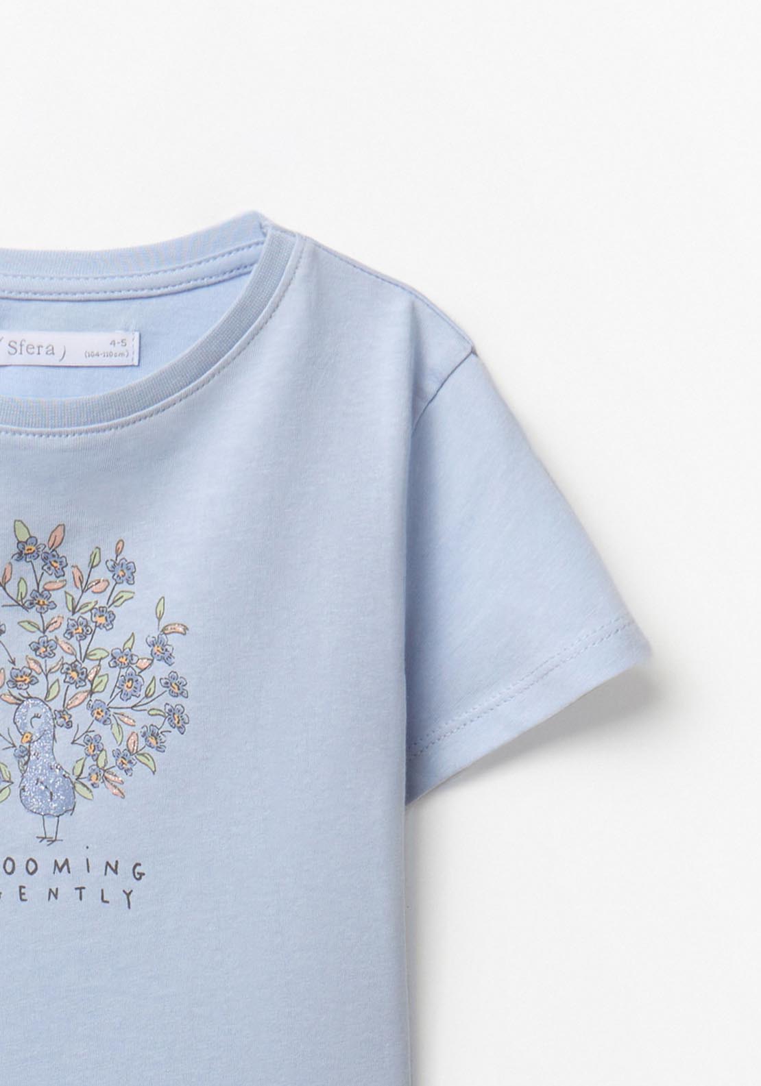 Peacock Round Neck T-shirt - Blue