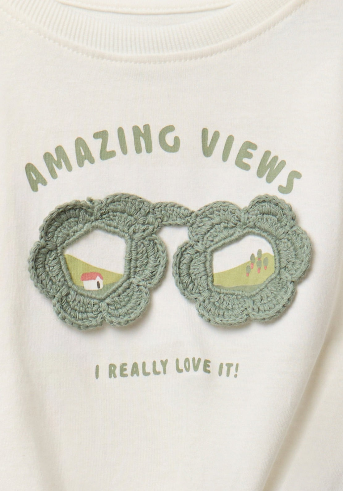 T-shirt with Knot Glasses - Cream