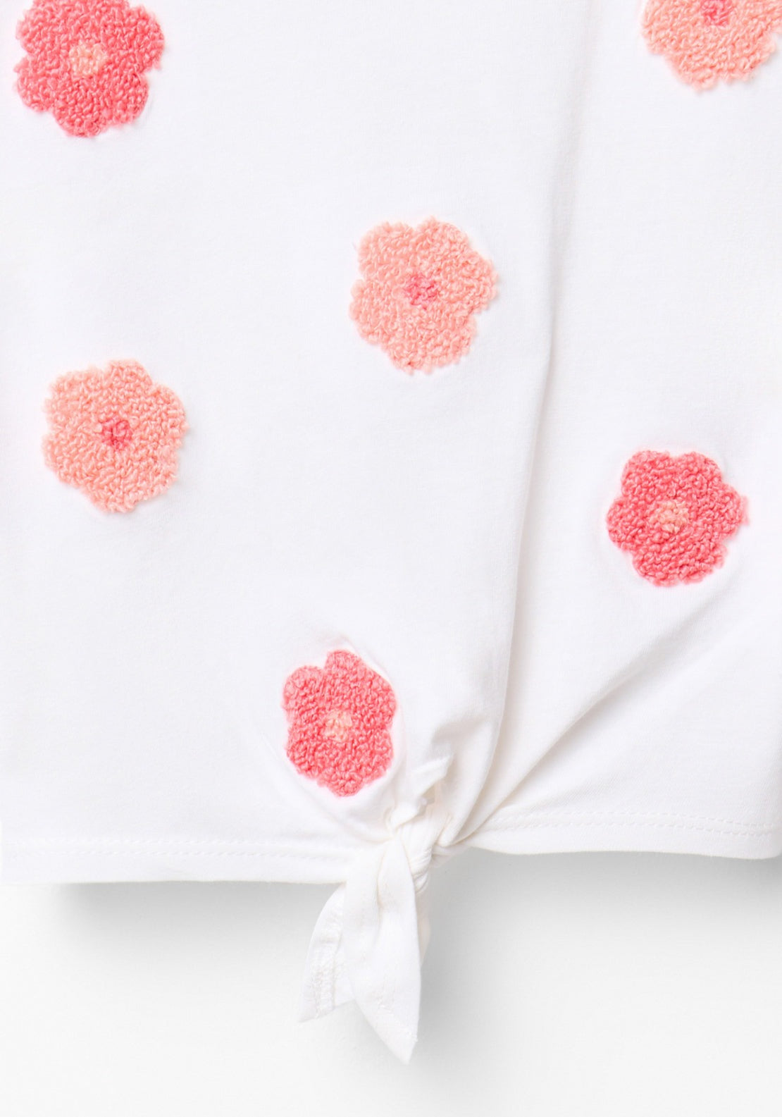 Hem Knot Floral T-Shirt - Cream