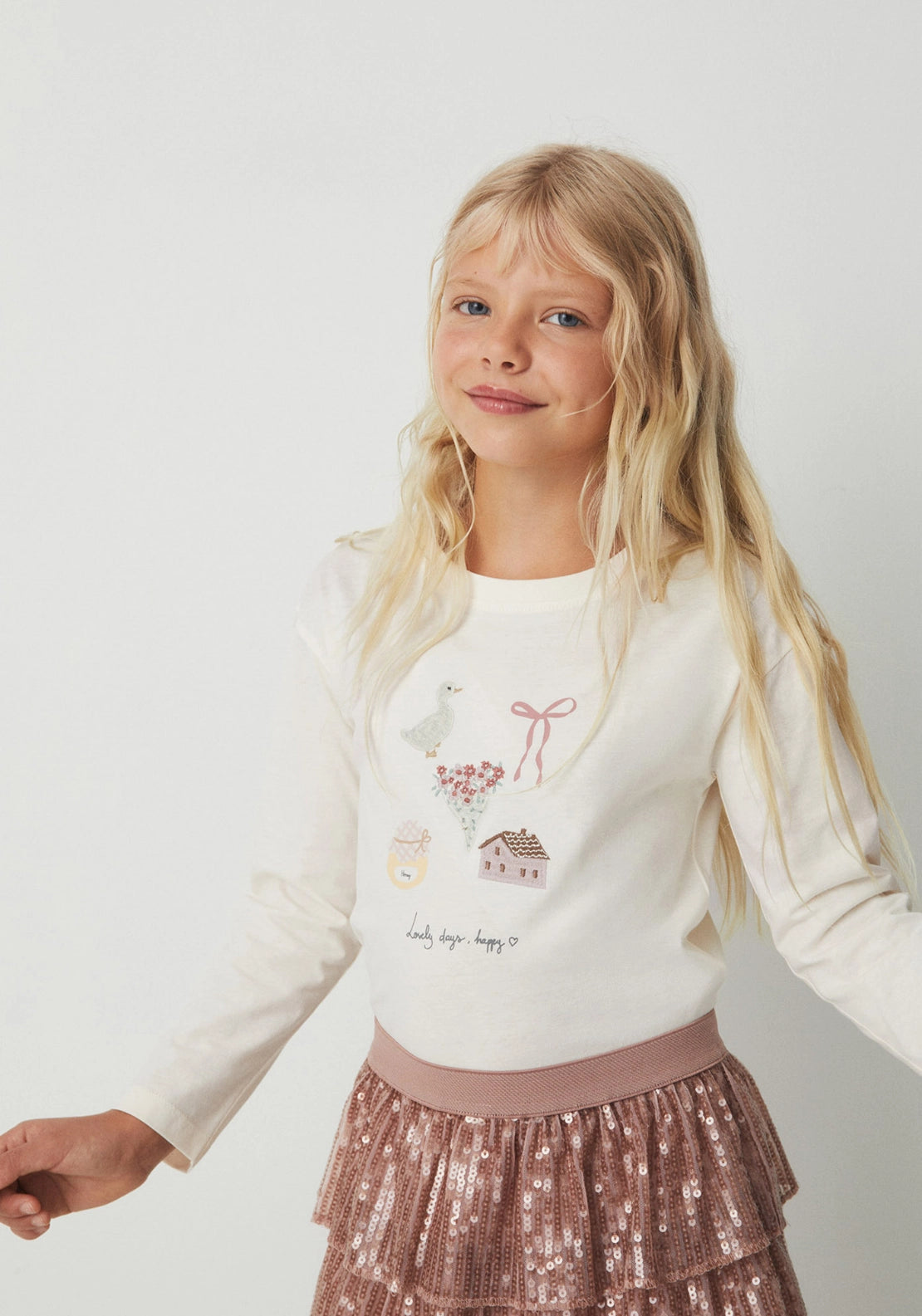 Embroidered Short-Sleeved T-Shirt - Cream