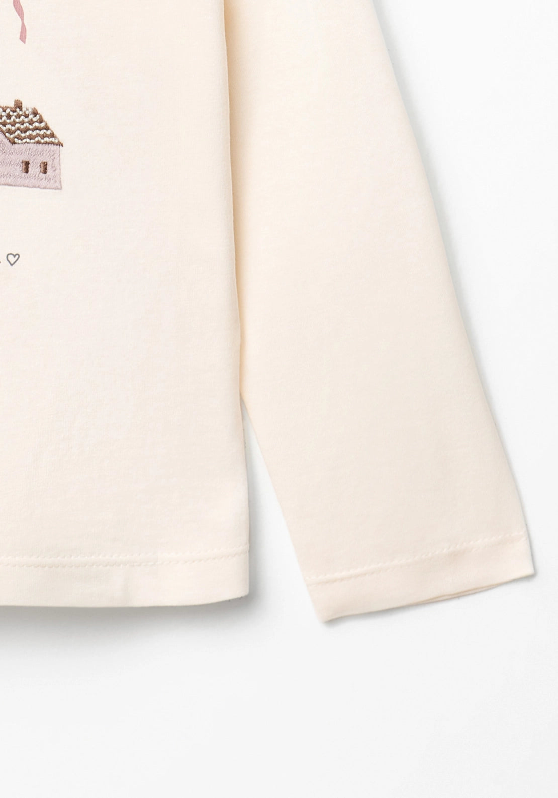 Embroidered Short-Sleeved T-Shirt - Cream