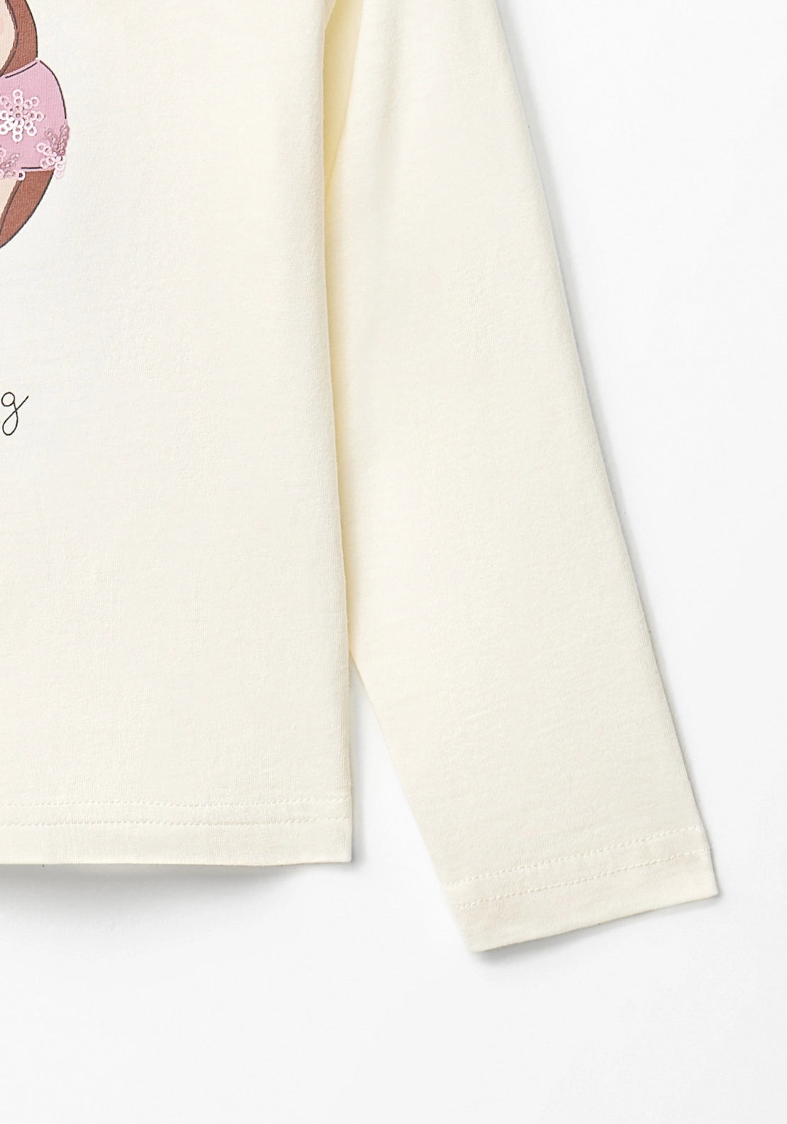 Owl Print Long Sleeve T-Shirt - Cream