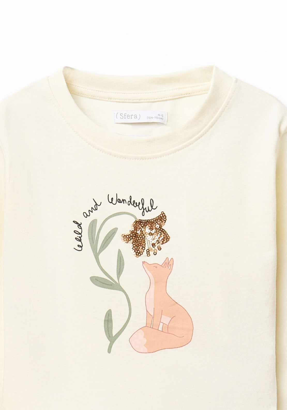 Fox Print Long Sleeve T-Shirt - Cream