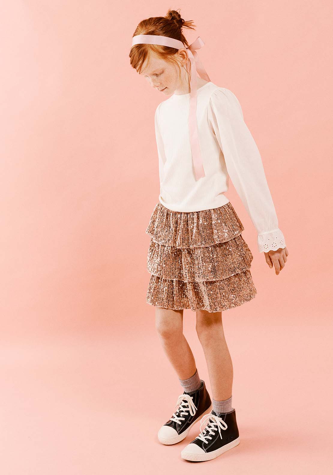 Sfera Long Sleeve Jumper With Blouse Sleeve - White Ecru 5 Shaws Department Stores