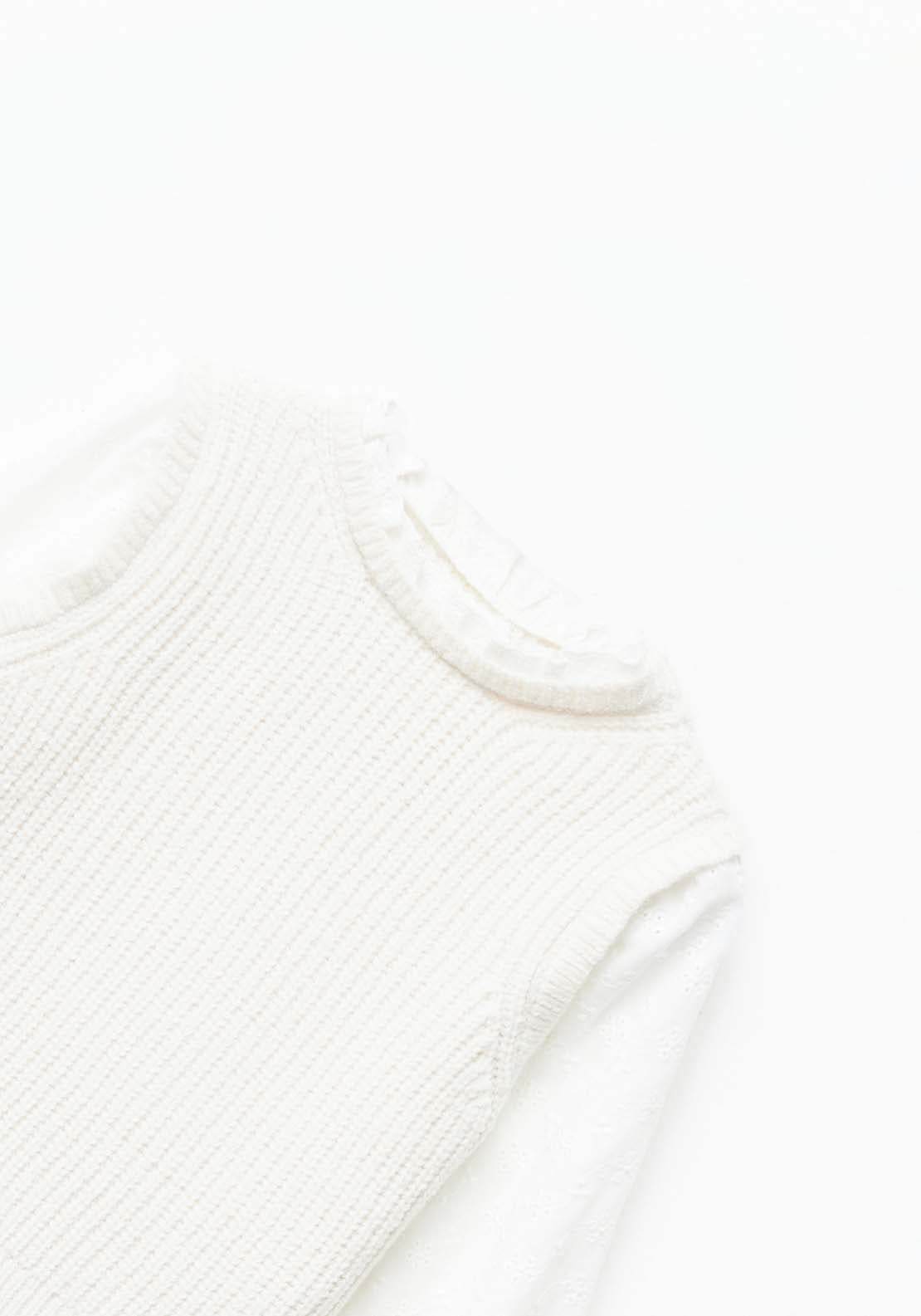 Sfera Long Sleeve Jumper With Blouse Sleeve - White Ecru 2 Shaws Department Stores