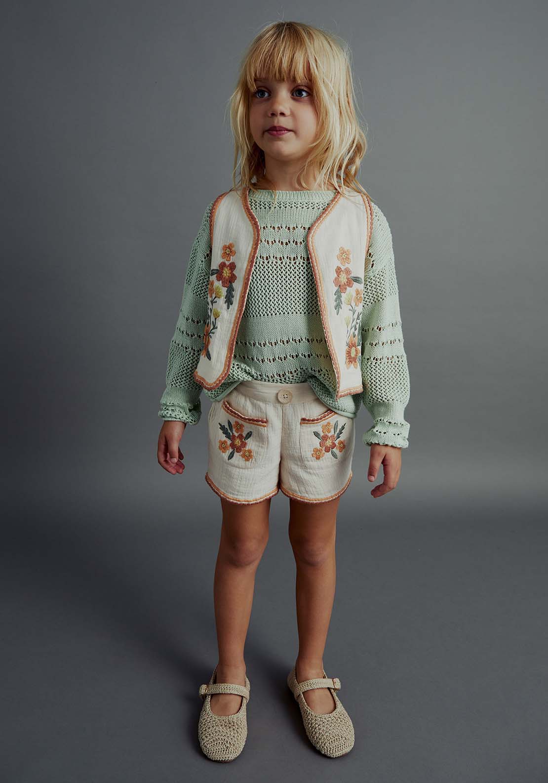 Sfera Baby girl openwork sweater - Green Light 3 Shaws Department Stores