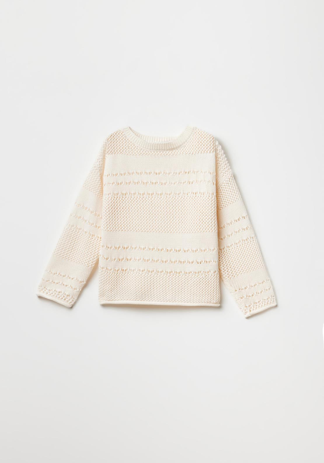 Sfera Baby girl openwork sweater - Ecru 1 Shaws Department Stores