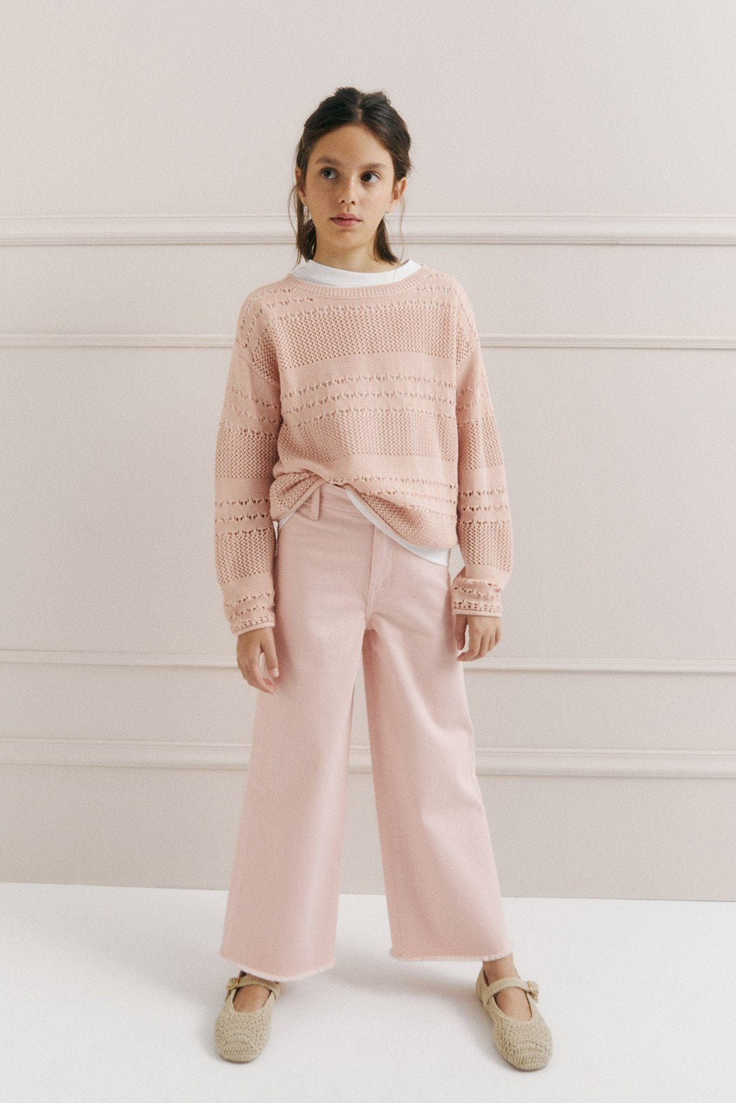 Sfera Baby girl openwork sweater - Pink 5 Shaws Department Stores