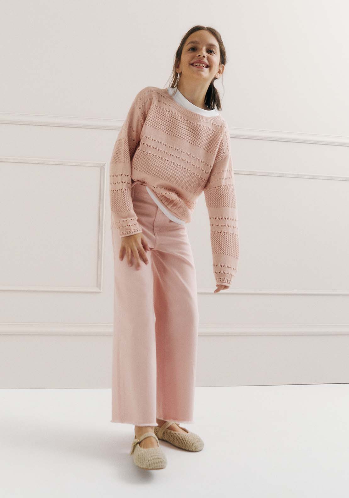 Sfera Baby girl openwork sweater - Pink Light 1 Shaws Department Stores