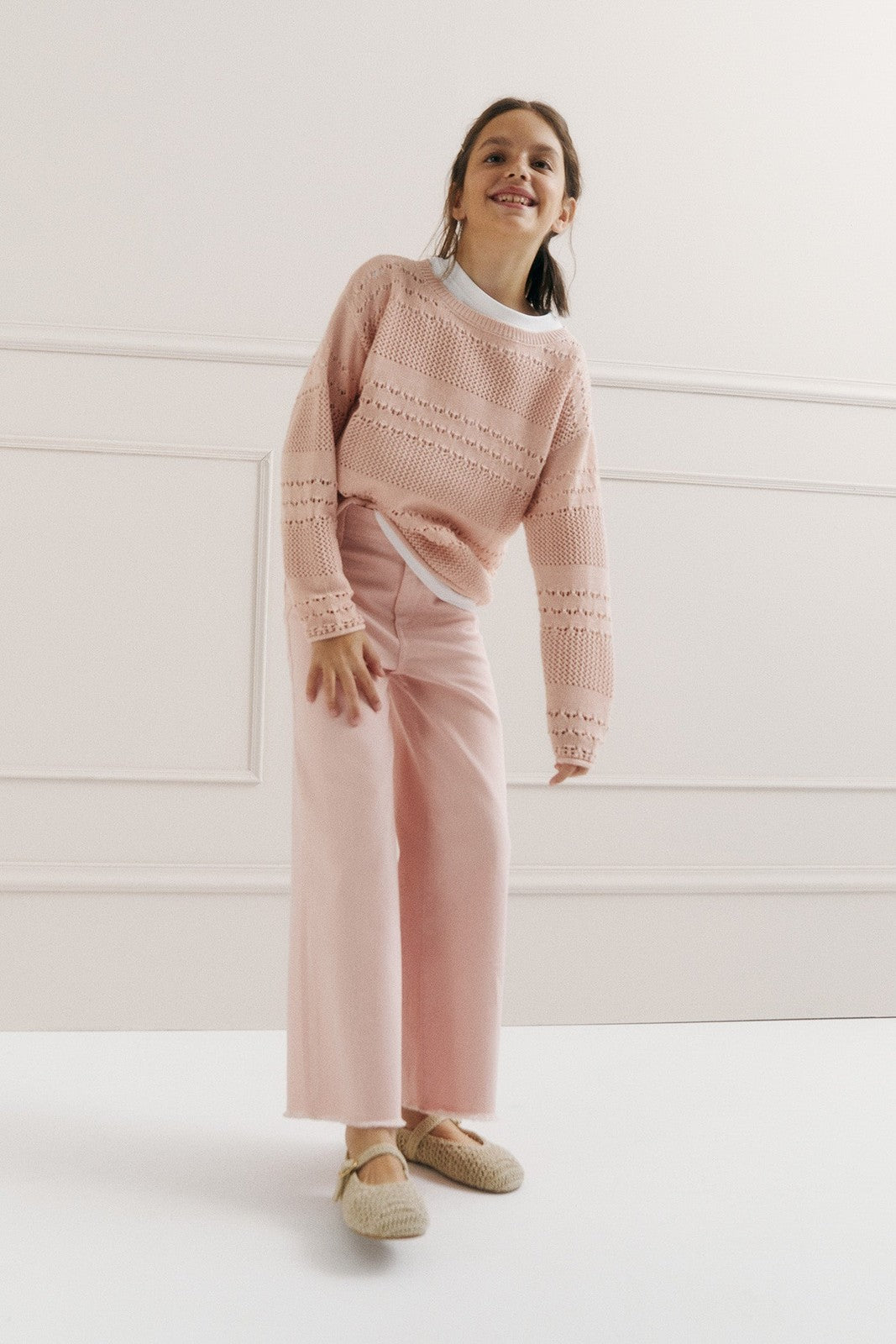 Sfera Baby girl openwork sweater - Pink 1 Shaws Department Stores