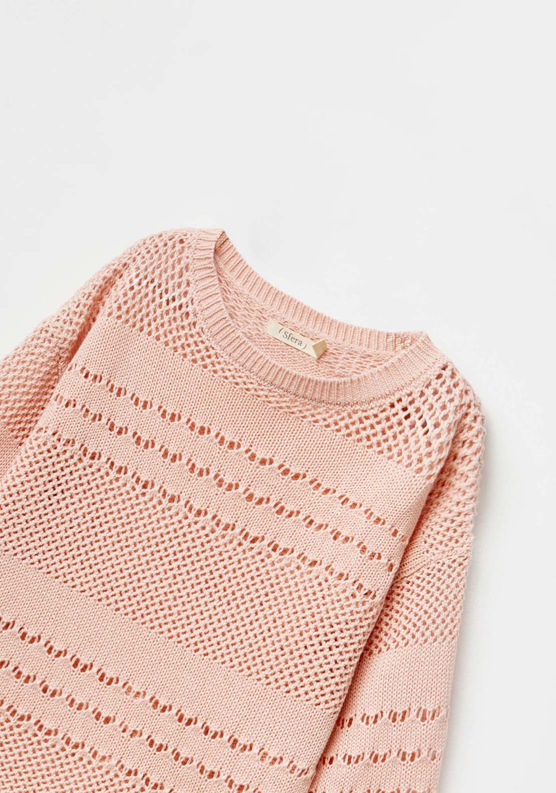 Sfera Baby girl openwork sweater - Pink Light 8 Shaws Department Stores