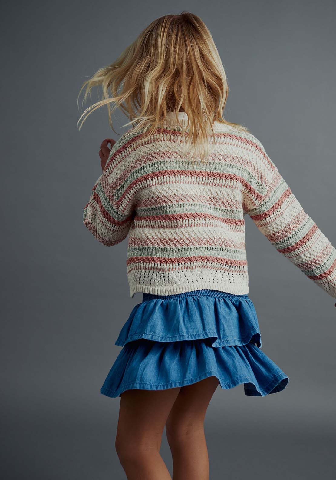 Sfera Stripes fancy sweater - Salmon 4 Shaws Department Stores