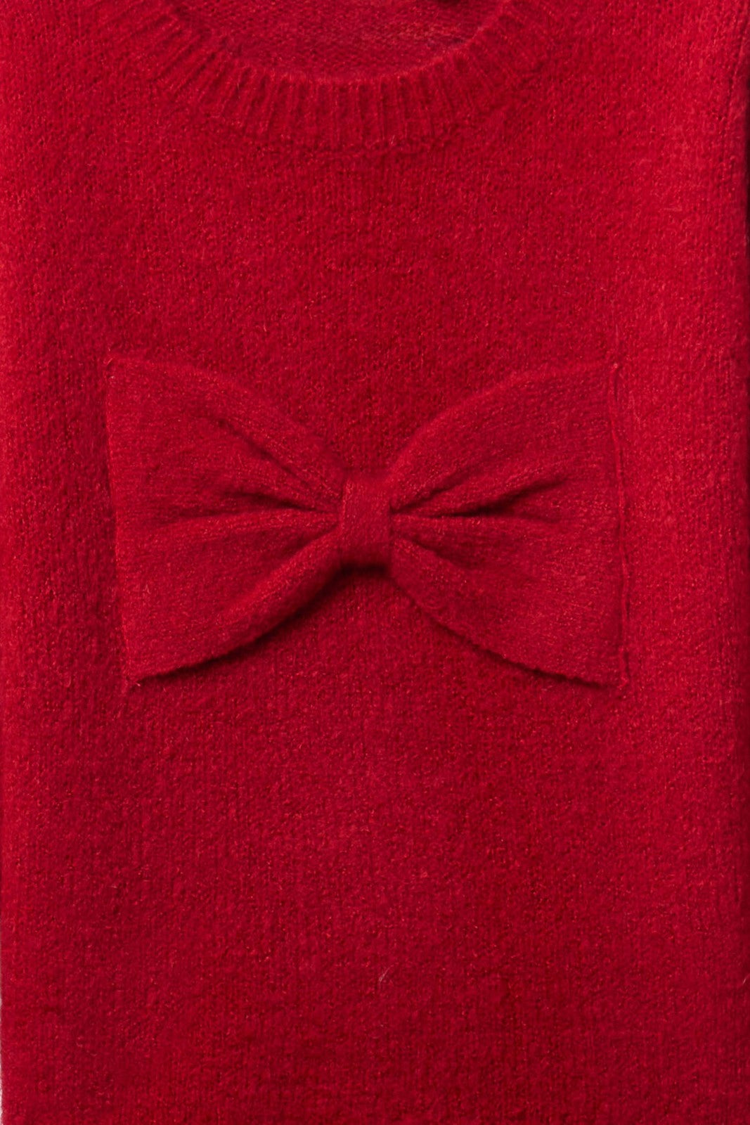 Sfera Knit Sweater With Large Bow - Red 2 Shaws Department Stores