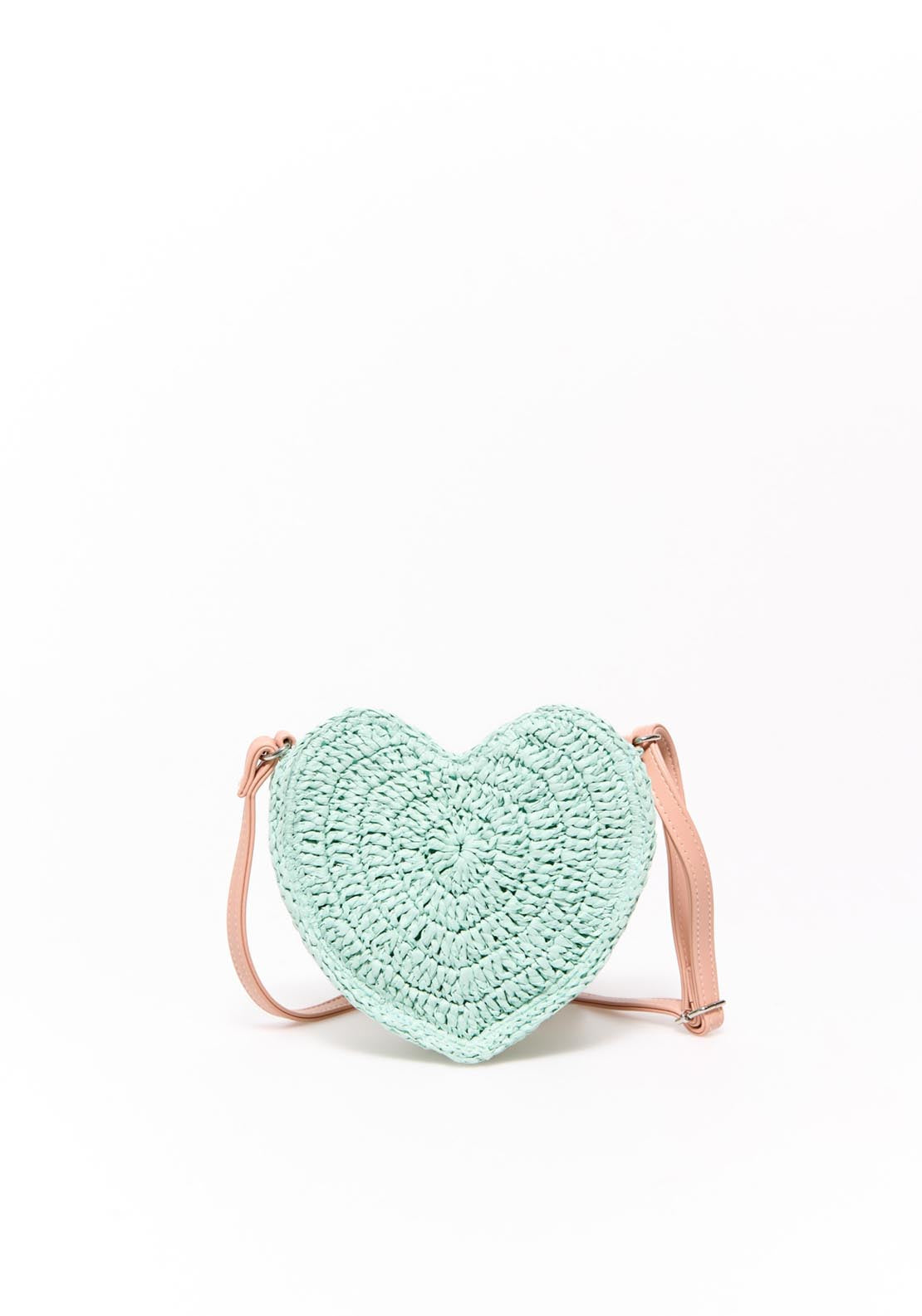 Sfera Heart-Shaped Raffia Bag - Green Aquamarine 1 Shaws Department Stores
