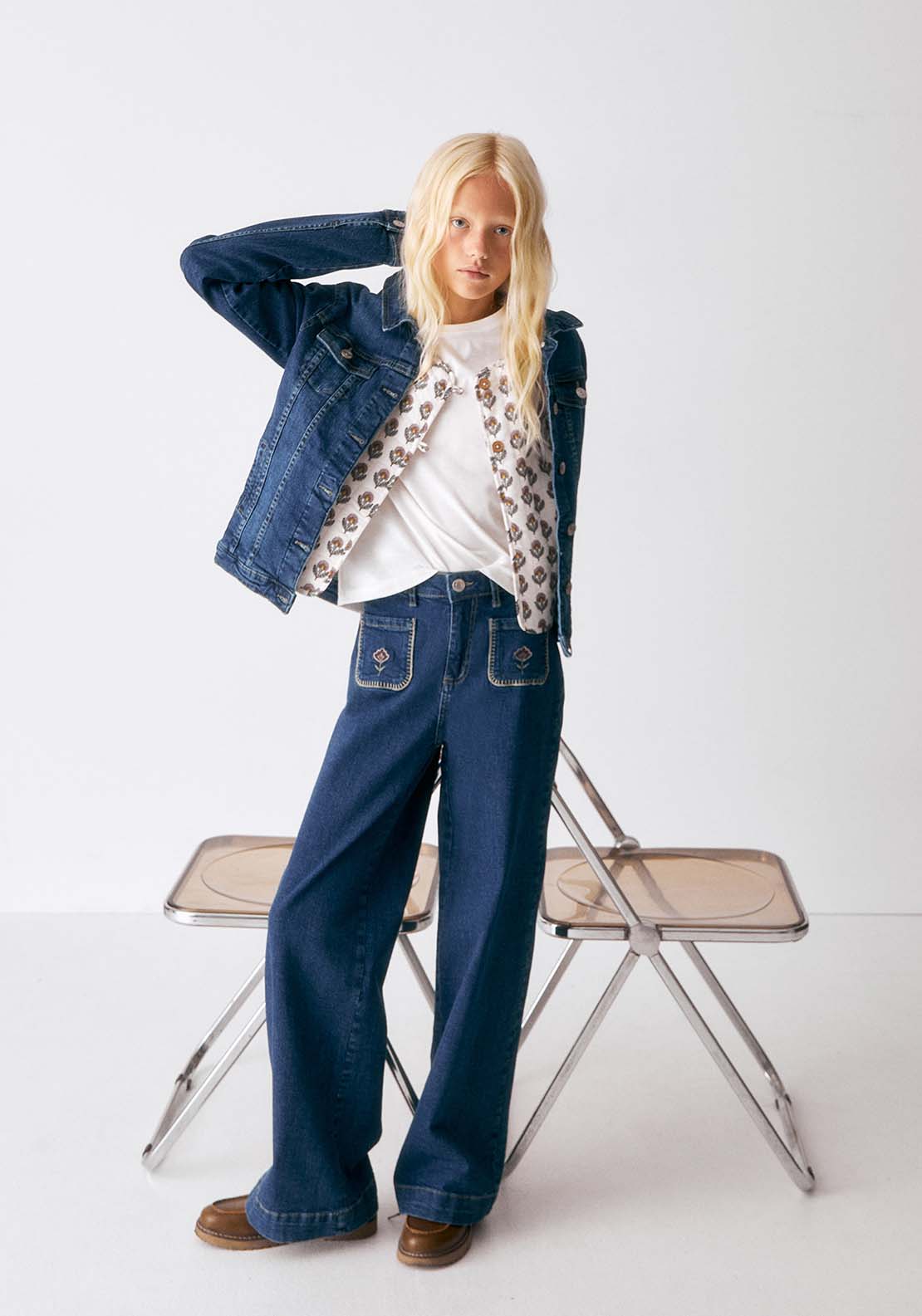 Embroidered Marine Jeans - Blue