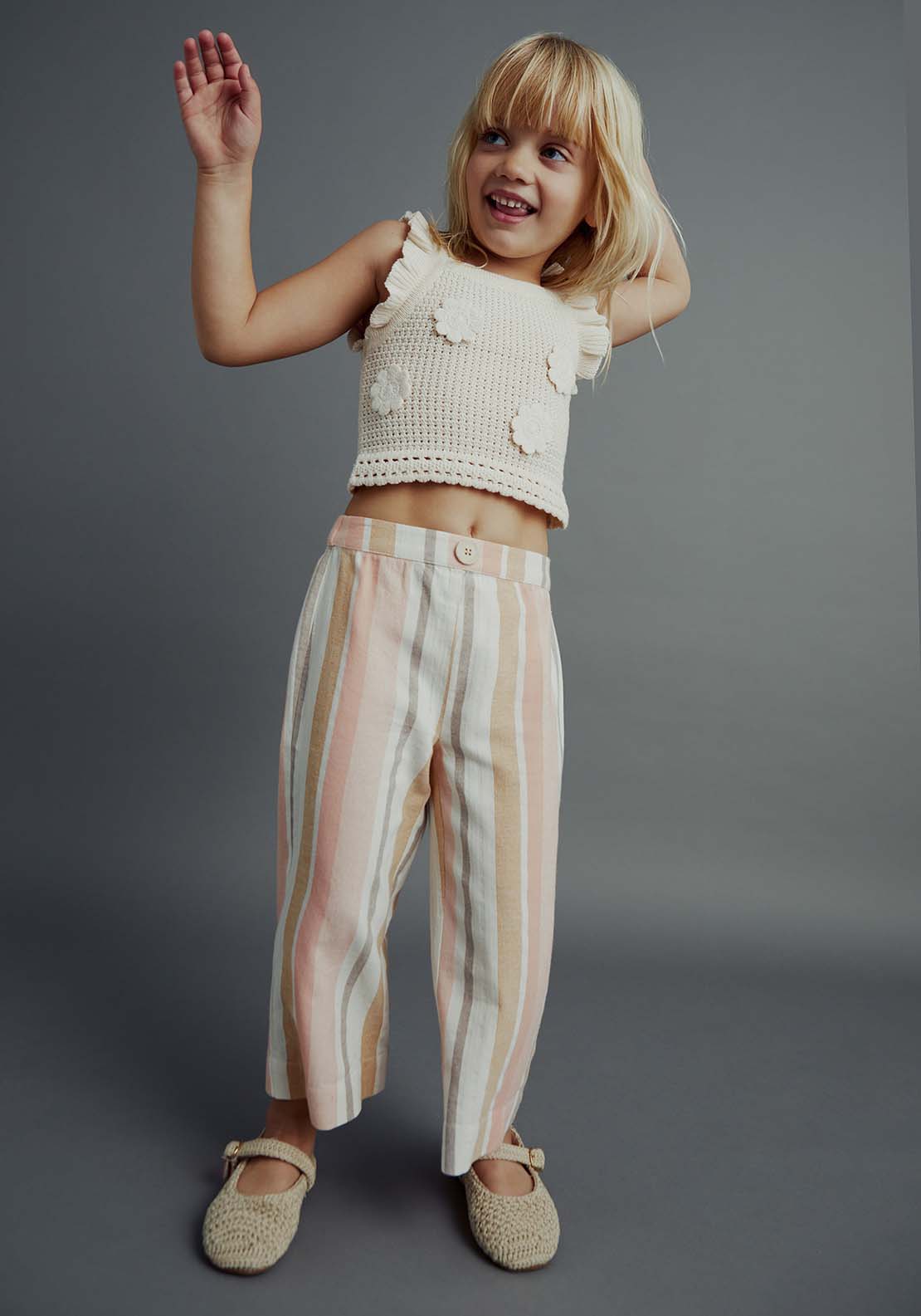 Sfera Stripes rustic trousers - Salmon 1 Shaws Department Stores