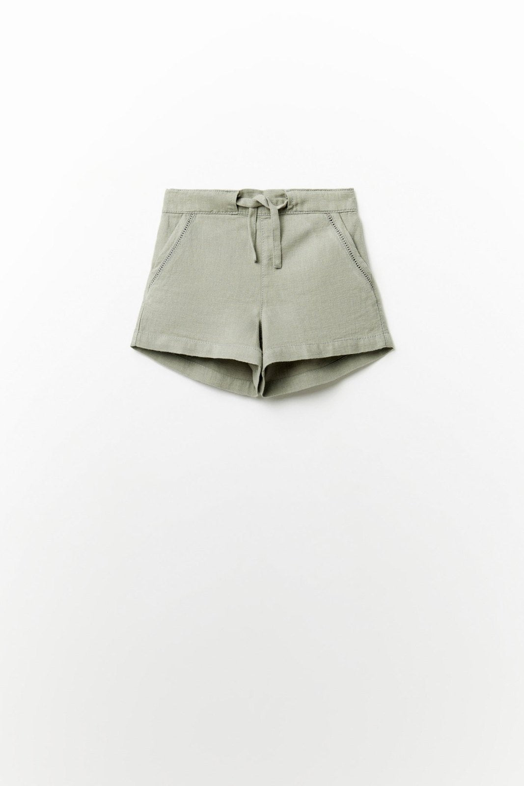 Sfera Linen cotton shorts - Green 1 Shaws Department Stores