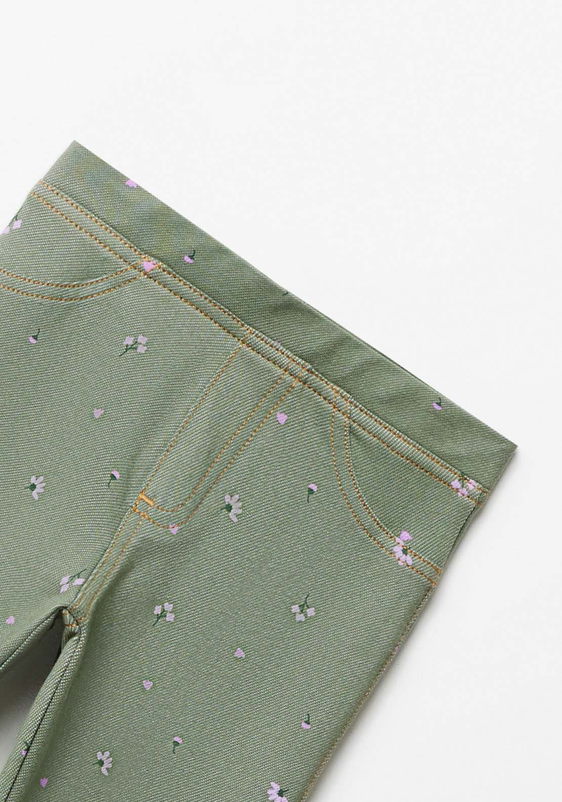 Sfera Girl Flower Denim Leggings - Green 4 Shaws Department Stores