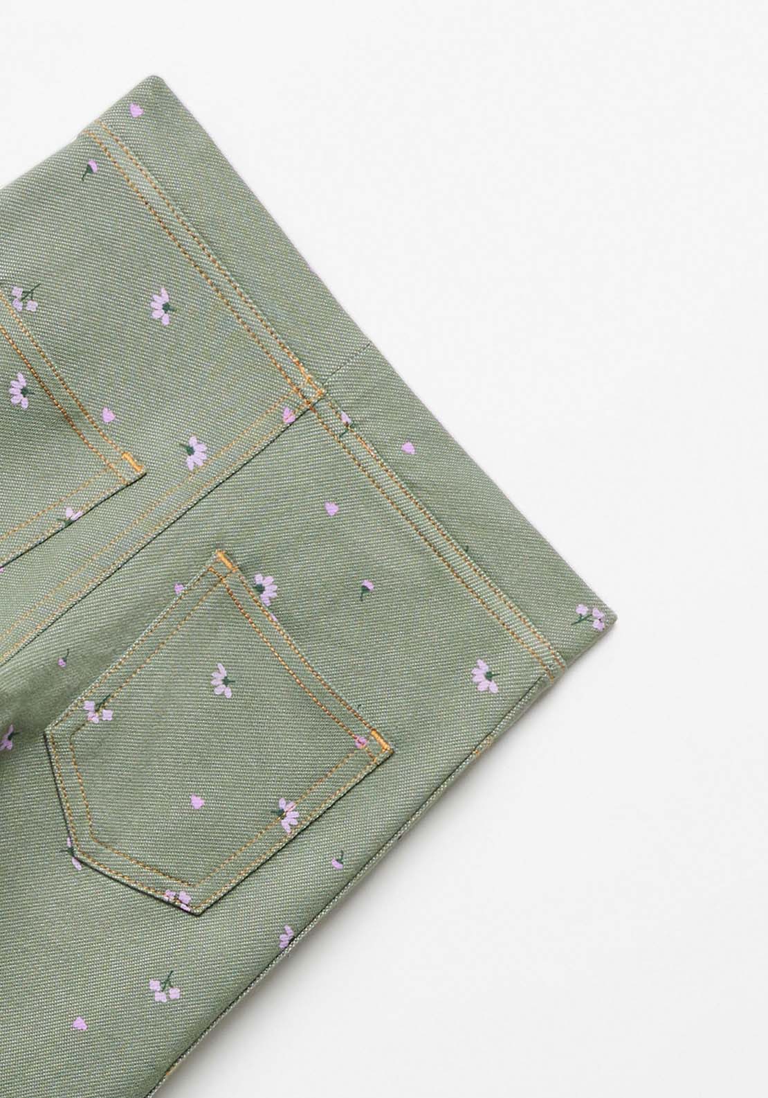 Sfera Girl Flower Denim Leggings - Green 2 Shaws Department Stores